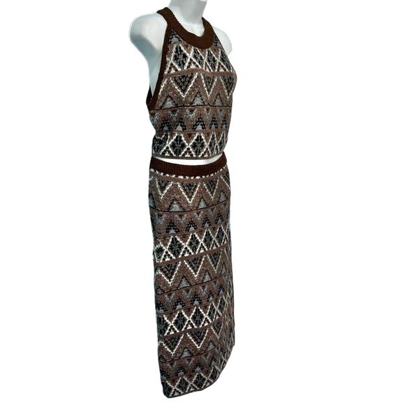 Mother Brown Midnight Walk Lone Star Halter Crop Top Sweater Skirt Set S NEW Tag - Picture 16 of 16